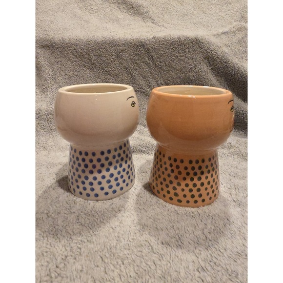 Set Opalhouse Stoneware Face Planter Vase Abstract Art Whimsical Anthropomorphic - Picture 2 of 6